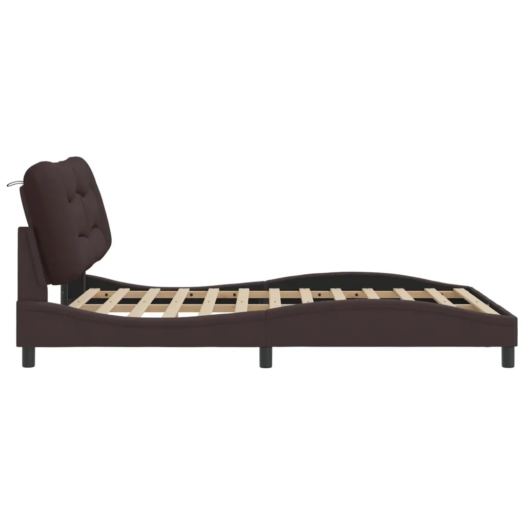 Letto matrimoniale | Letto per adulti | Giroletto con LED senza Materasso Hvar Marrone Scuro 140x190 cm - Image 8