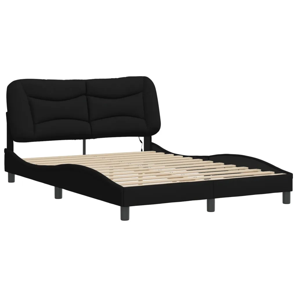 Letto matrimoniale | Letto per adulti | Giroletto con LED senza Materasso Hvar Nero 120x200 cm Tessuto - Image 3