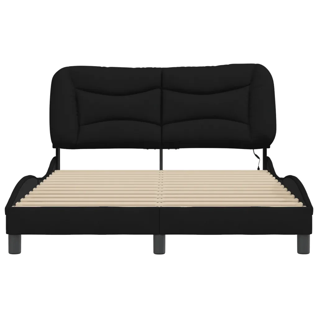 Letto matrimoniale | Letto per adulti | Giroletto con LED senza Materasso Hvar Nero 120x200 cm Tessuto - Image 6