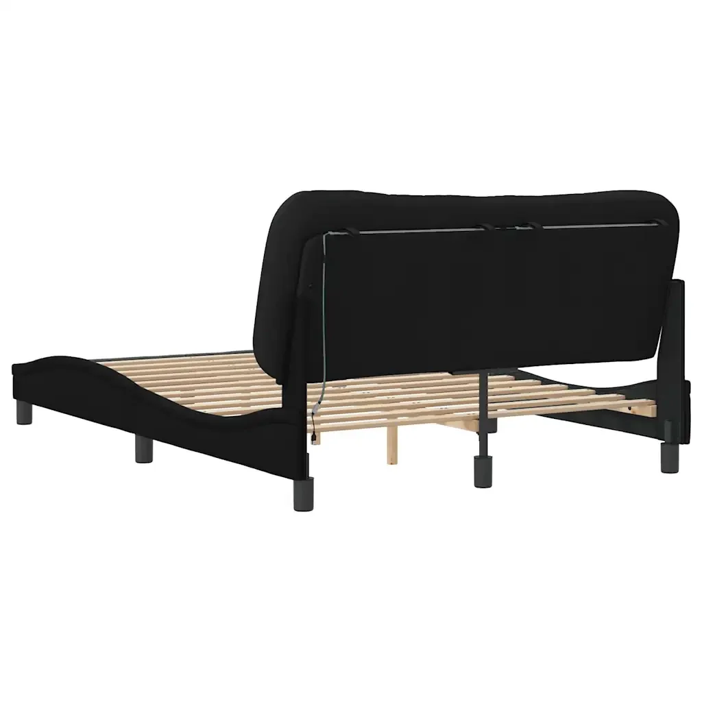 Letto matrimoniale | Letto per adulti | Giroletto con LED senza Materasso Hvar Nero 120x200 cm Tessuto - Image 9