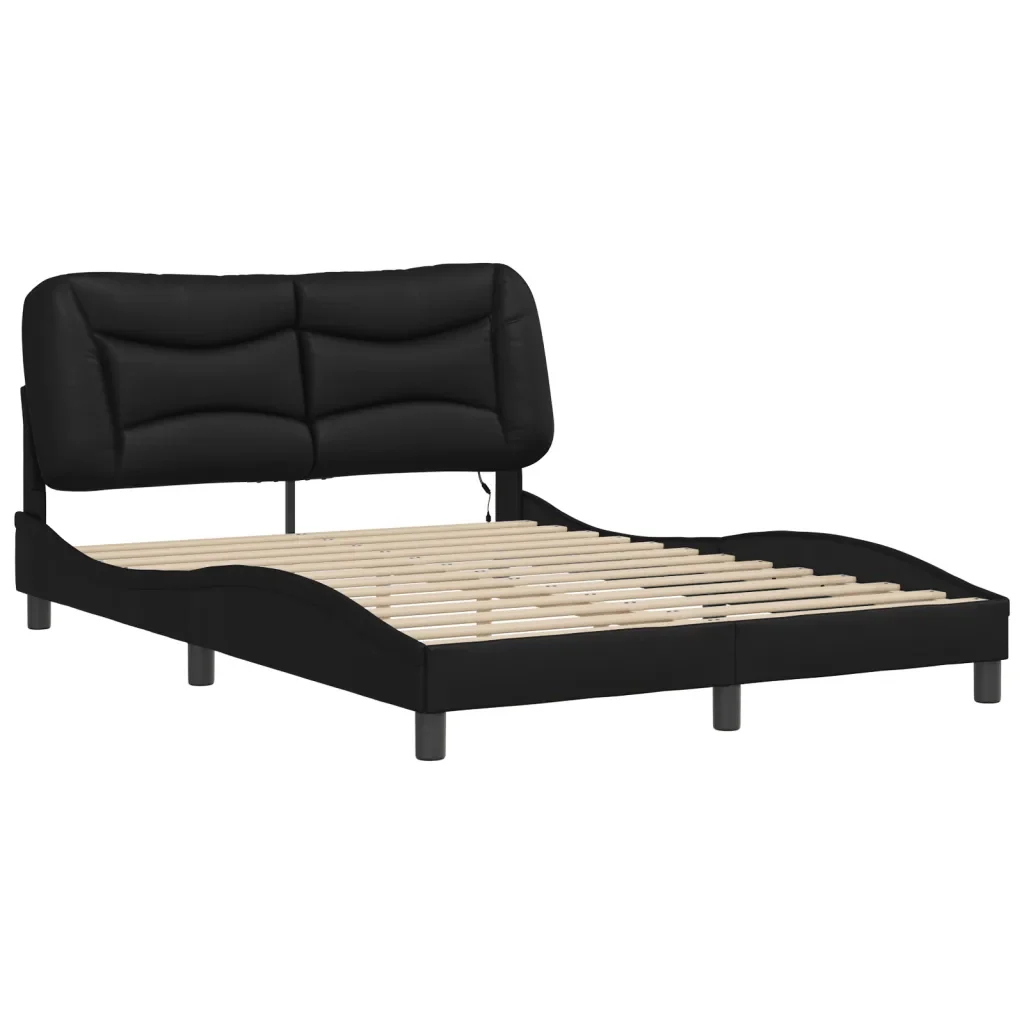 Letto matrimoniale | Letto per adulti | Giroletto con LED senza Materasso Hvar Nero 140x190 cm - Image 4