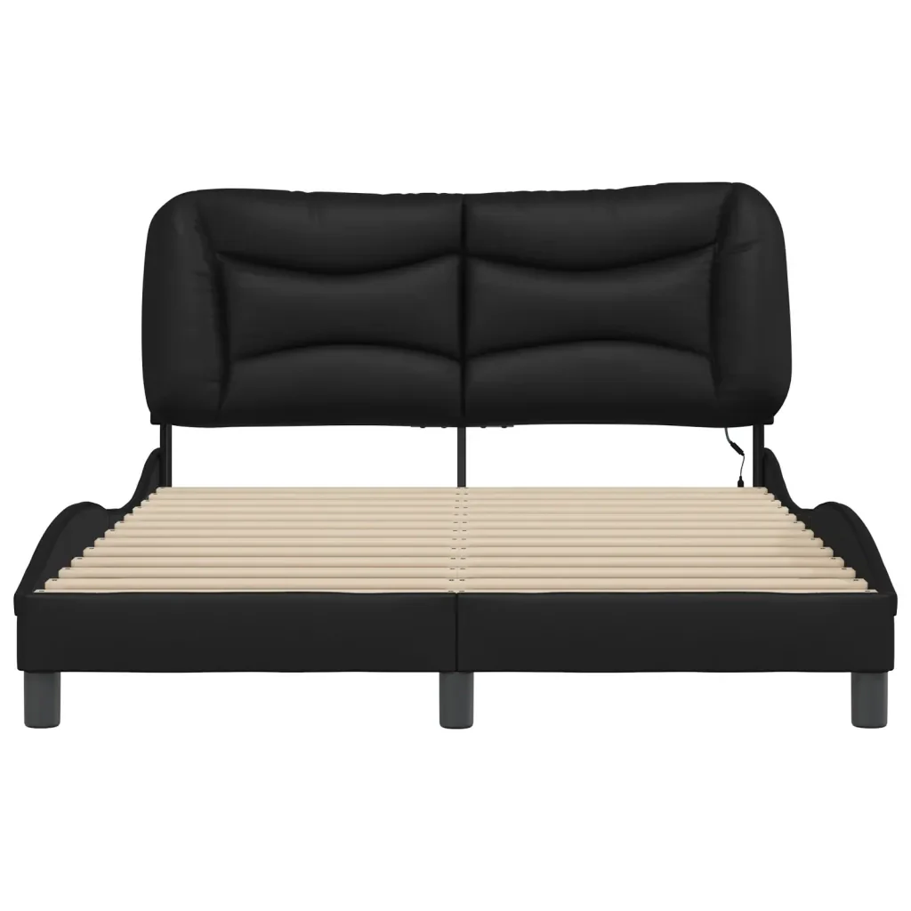Letto matrimoniale | Letto per adulti | Giroletto con LED senza Materasso Hvar Nero 140x200 cm - Image 6