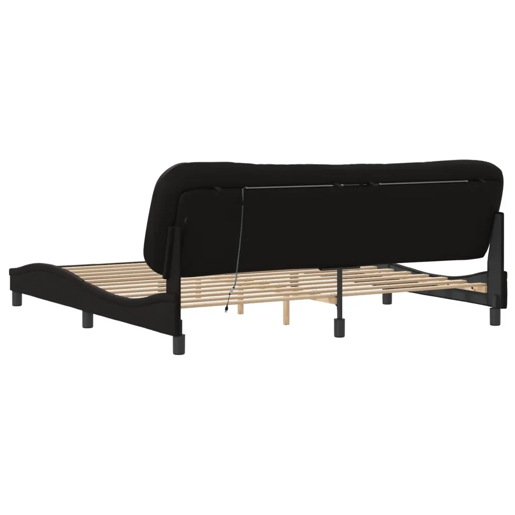 Letto matrimoniale | Letto per adulti | Giroletto con LED senza Materasso Hvar Nero 200x200 cm - Image 10
