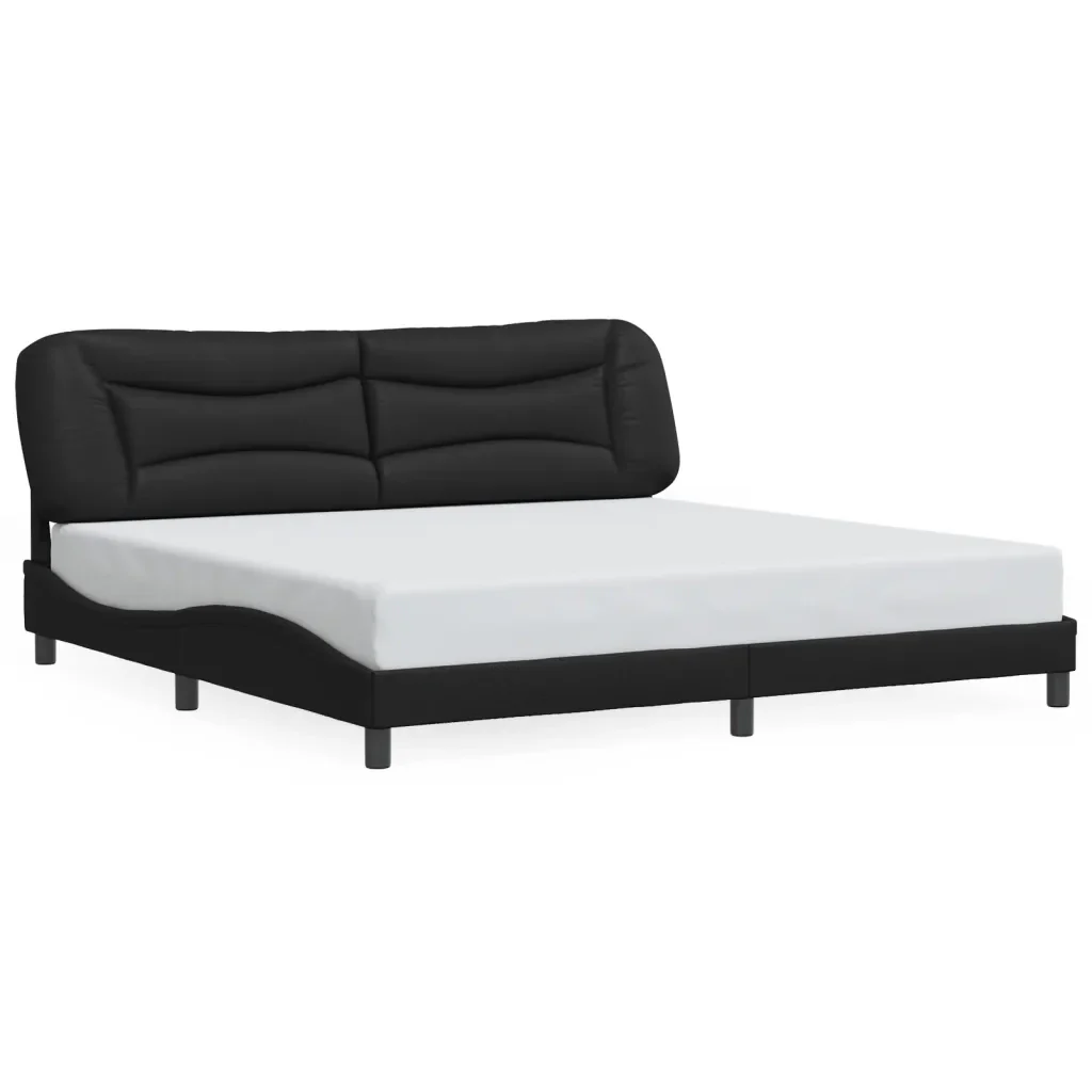 Letto matrimoniale | Letto per adulti | Giroletto con LED senza Materasso Hvar Nero 200x200 cm - Image 5