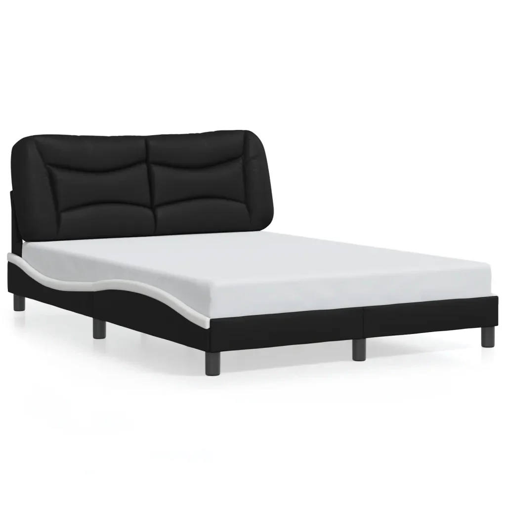 Letto matrimoniale | Letto per adulti | Giroletto con LED senza Materasso Hvar Nero e Bianco 140x190 cm - Image 5