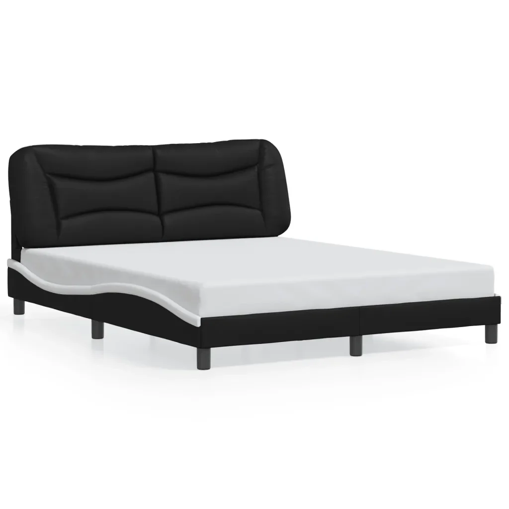 Letto matrimoniale | Letto per adulti | Giroletto con LED senza Materasso Hvar Nero e Bianco 160x200 cm - Image 5