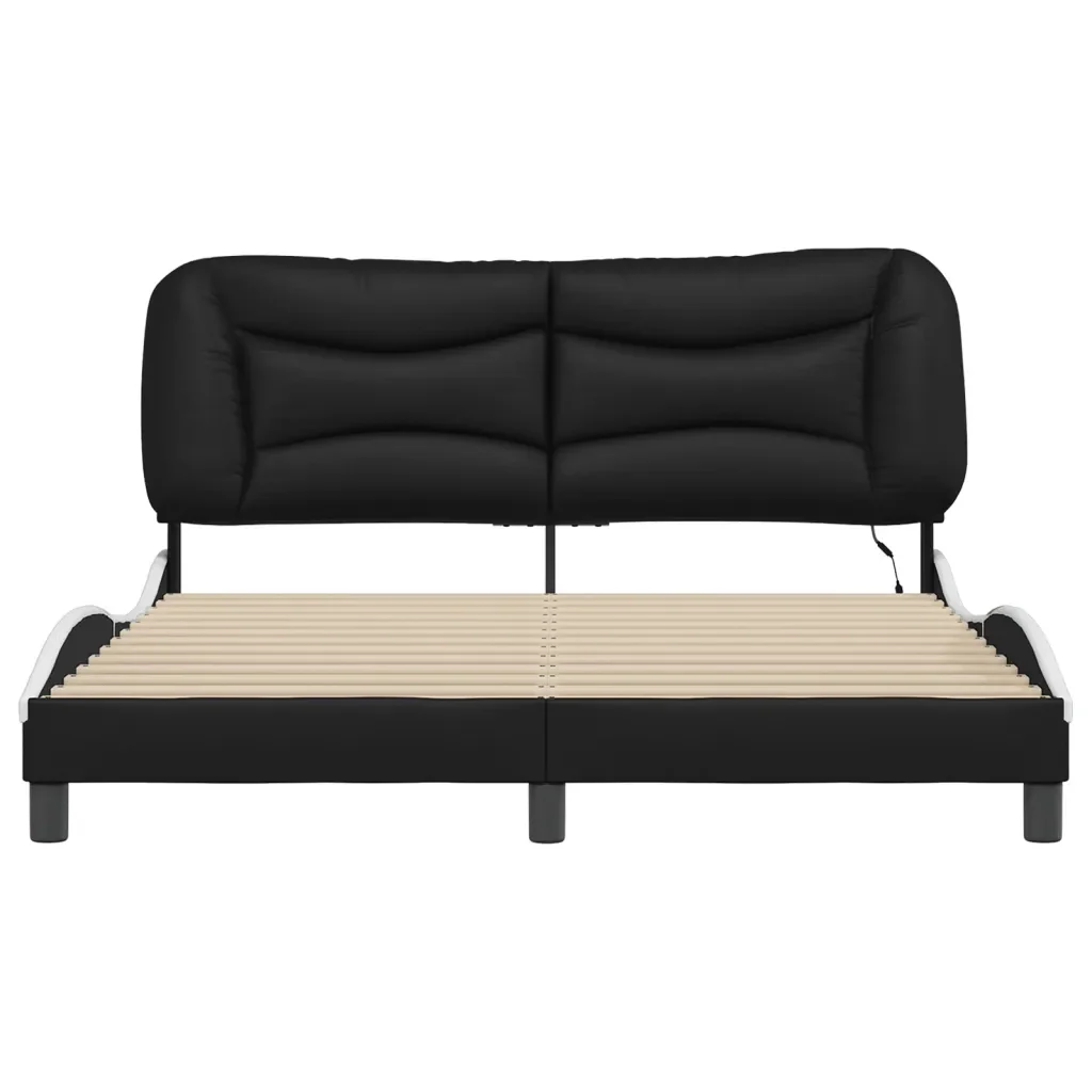Letto matrimoniale | Letto per adulti | Giroletto con LED senza Materasso Hvar Nero e Bianco 160x200 cm - Image 6