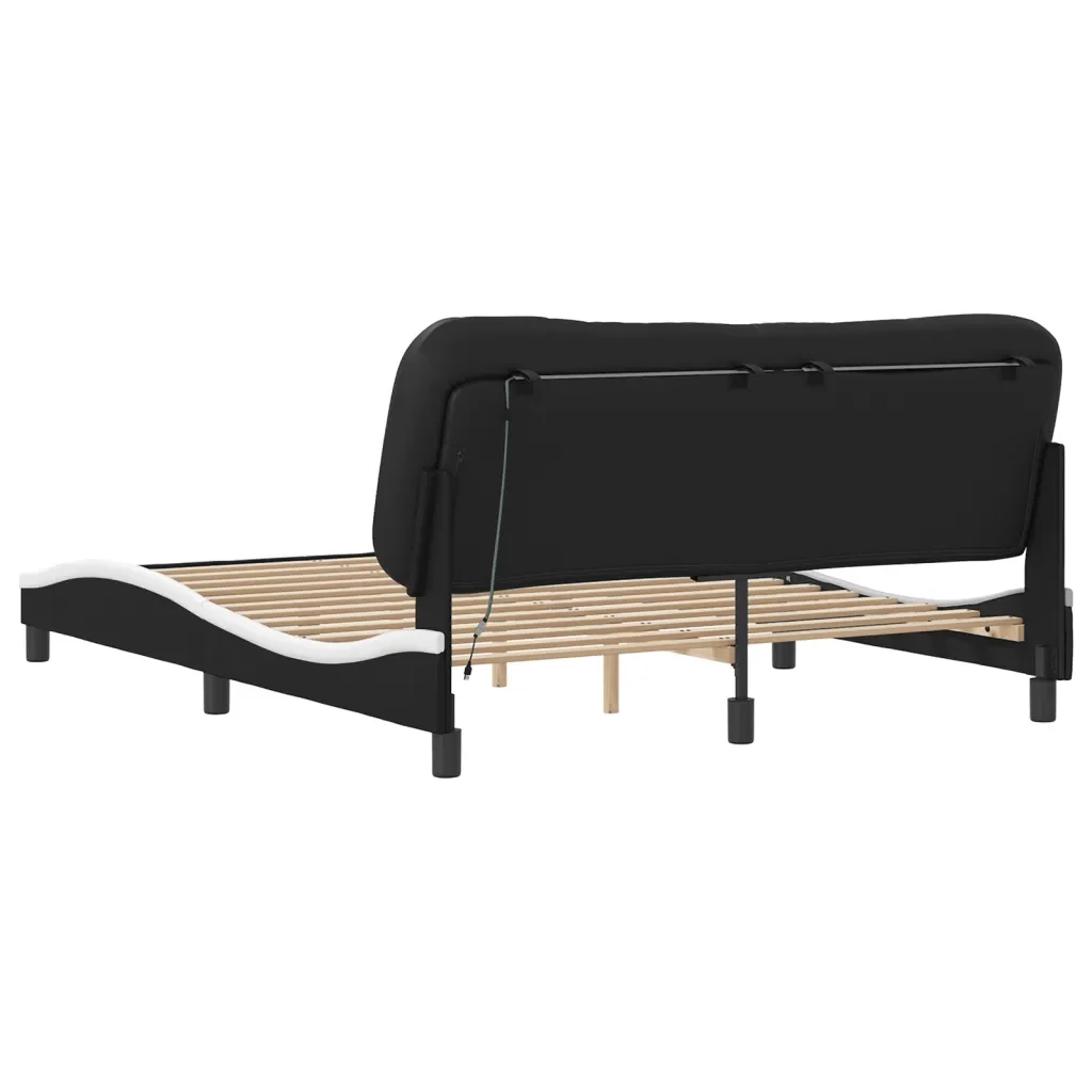 Letto matrimoniale | Letto per adulti | Giroletto con LED senza Materasso Hvar Nero e Bianco 160x200 cm - Image 9