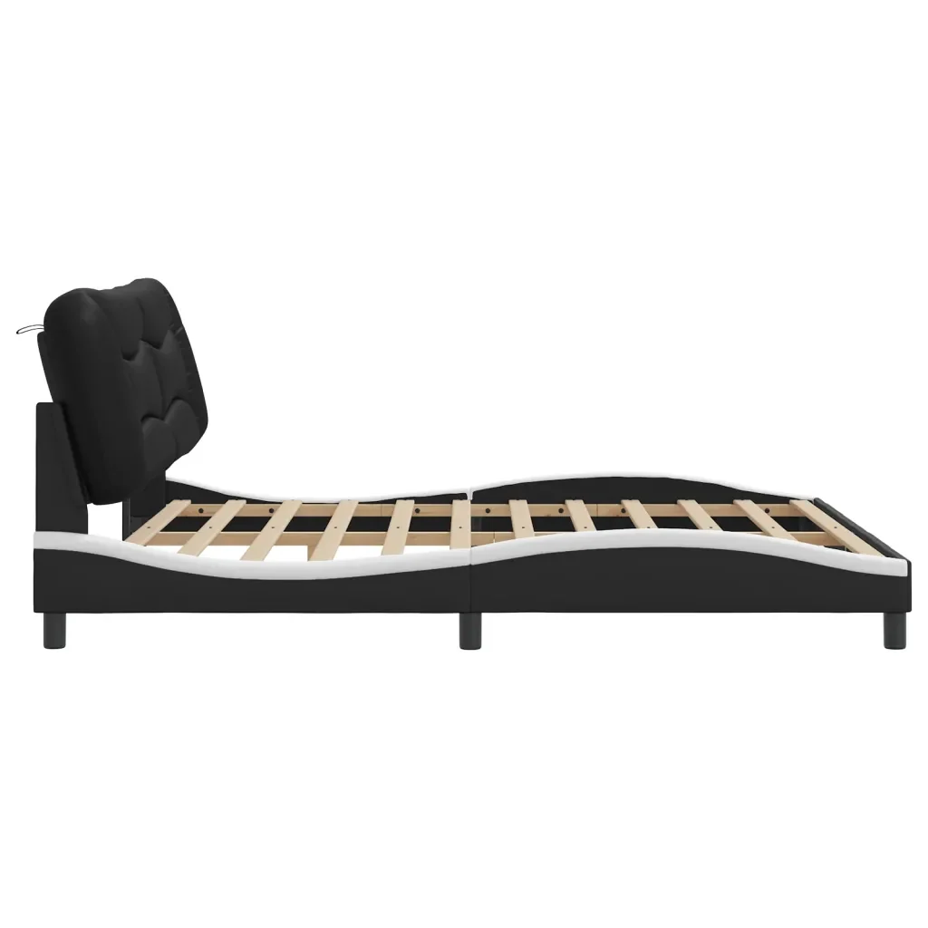 Letto matrimoniale | Letto per adulti | Giroletto con LED senza Materasso Hvar Nero e Bianco 180x200 cm - Image 9