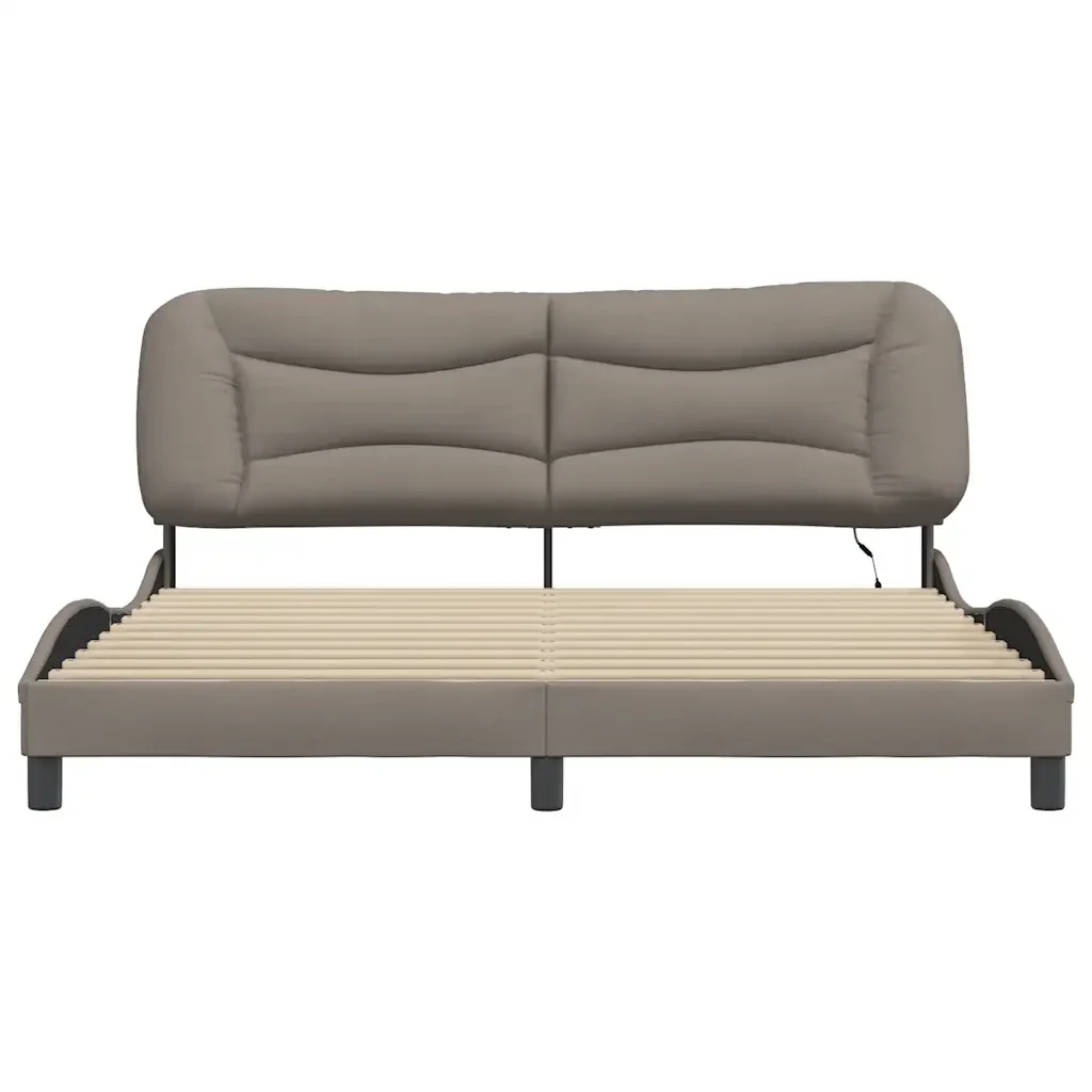 Letto matrimoniale | Letto per adulti | Giroletto con LED senza Materasso Hvar Tortora 180x200 cm in Tessuto - Image 6