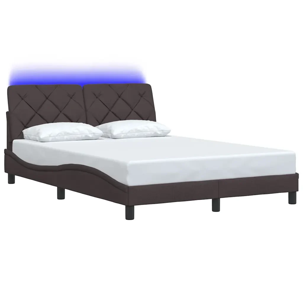 Letto matrimoniale | Letto per adulti | Giroletto con LED senza Materasso Marrone Scuro 120x200 cm - Image 4