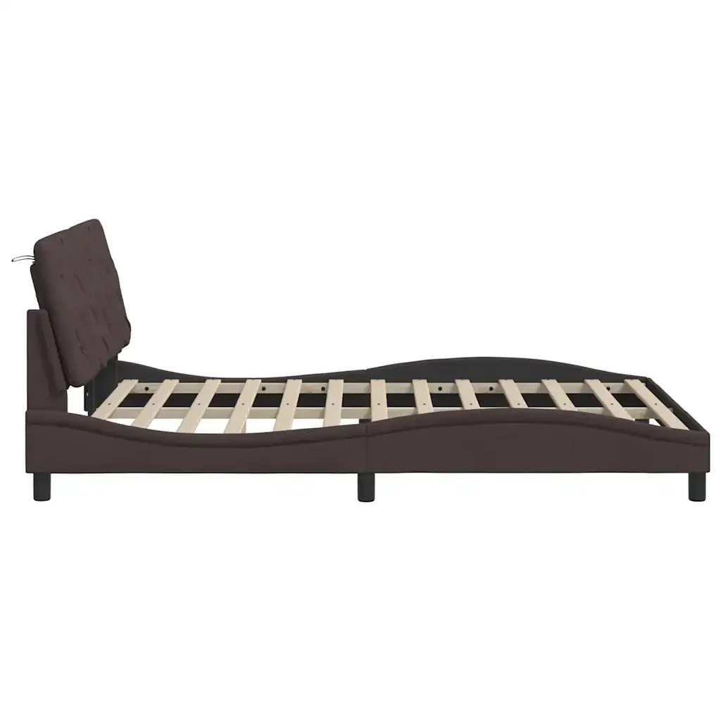Letto matrimoniale | Letto per adulti | Giroletto con LED senza Materasso Marrone Scuro 120x200 cm - Image 8