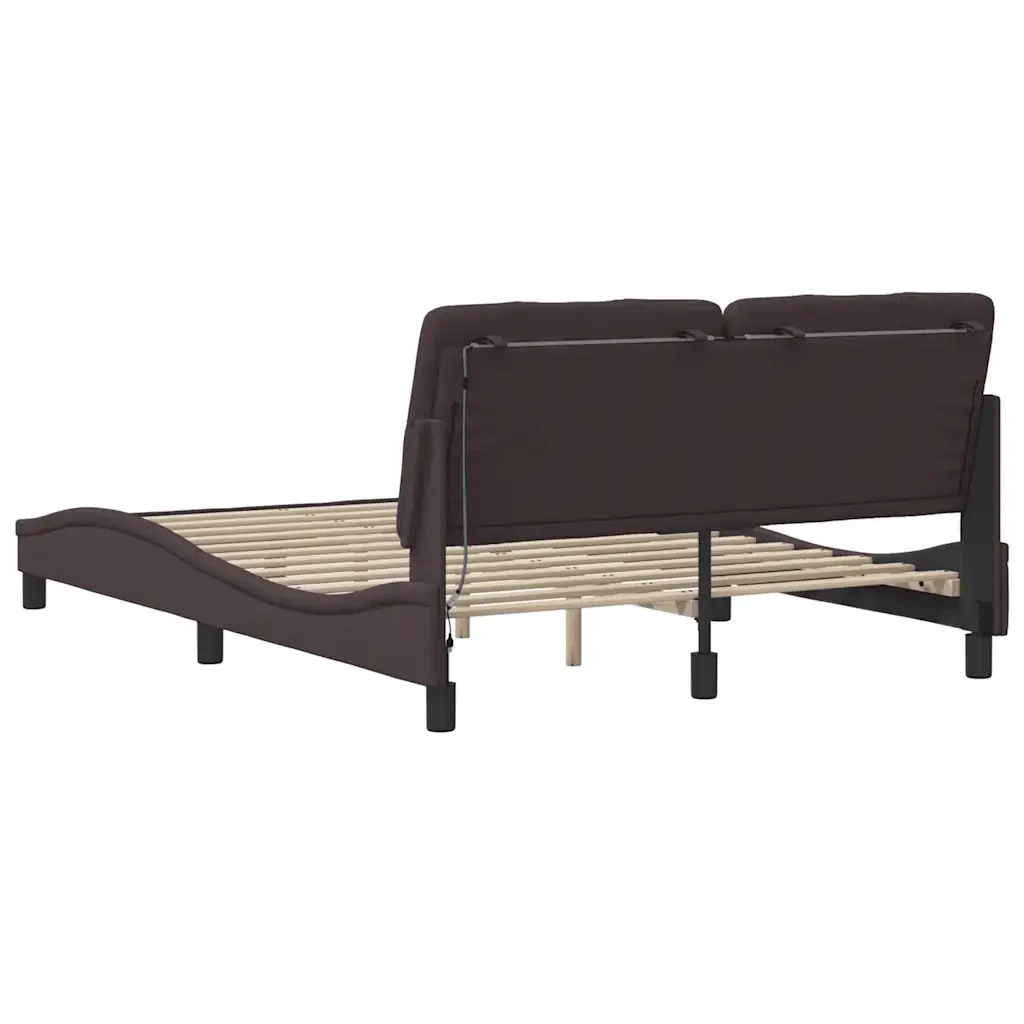 Letto matrimoniale | Letto per adulti | Giroletto con LED senza Materasso Marrone Scuro 140x190 cm - Image 10