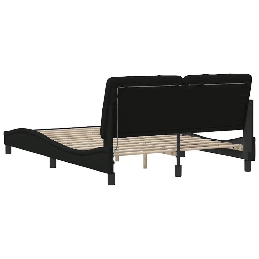 Letto matrimoniale | Letto per adulti | Giroletto con LED senza Materasso Nero 120x200 cm Tessuto - Image 10