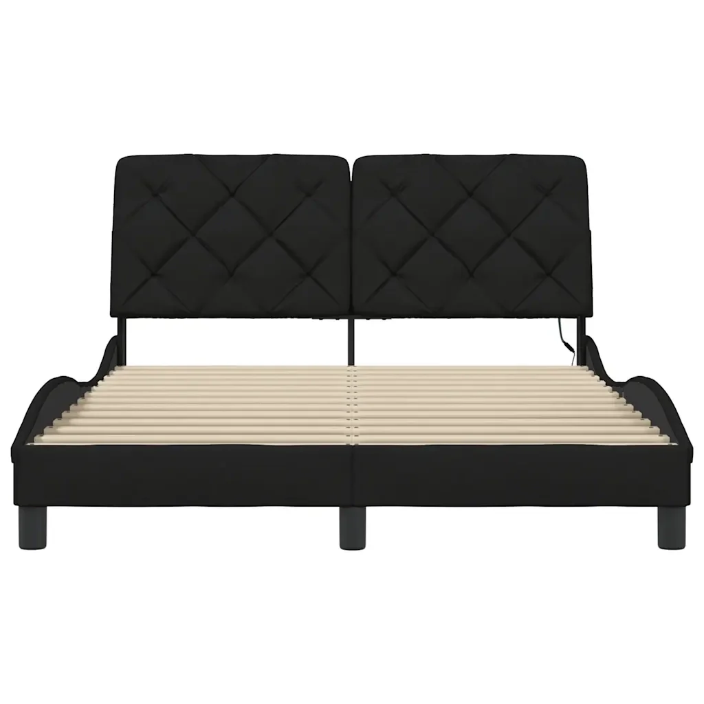Letto matrimoniale | Letto per adulti | Giroletto con LED senza Materasso Nero 120x200 cm Tessuto - Image 5