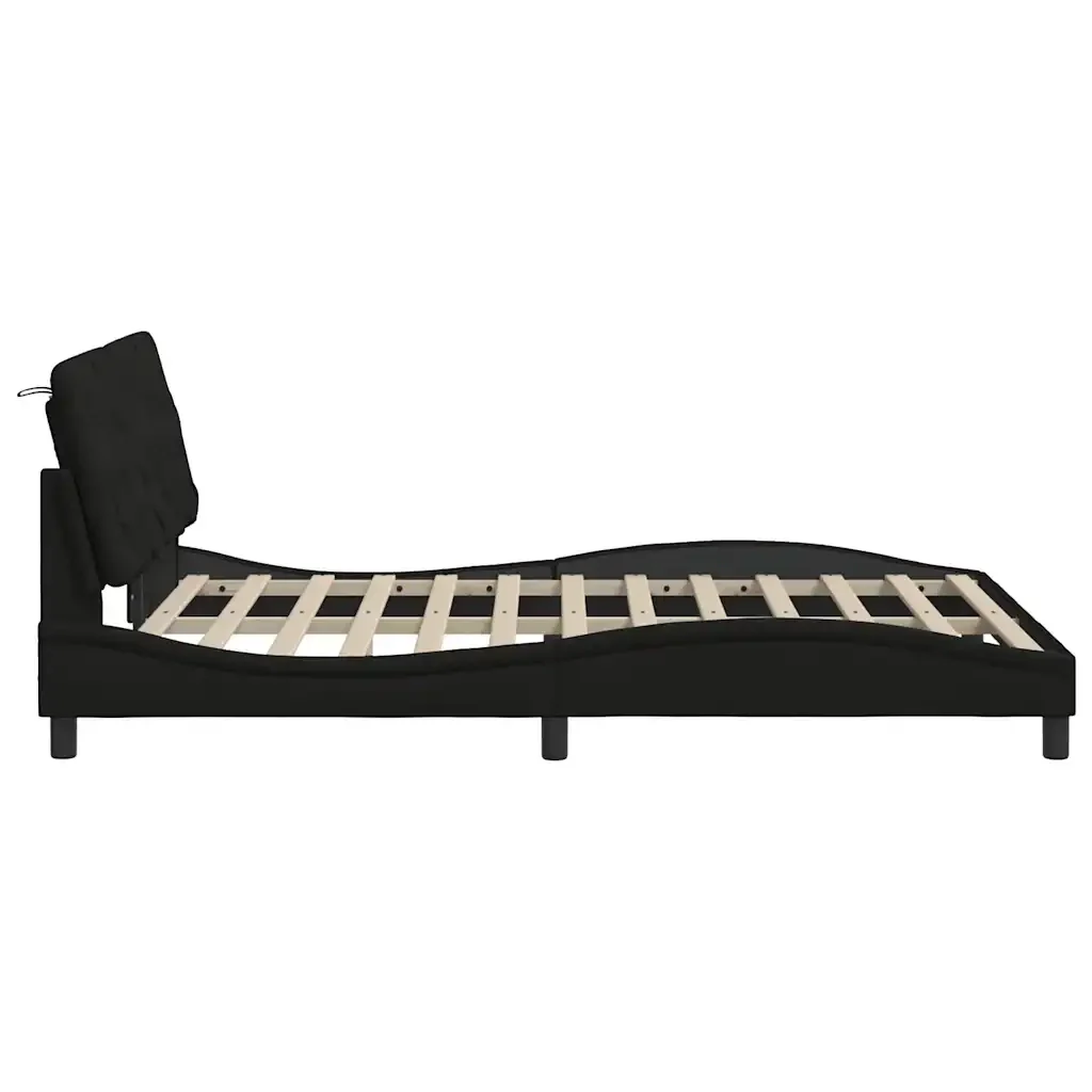 Letto matrimoniale | Letto per adulti | Giroletto con LED senza Materasso Nero 140x190 cm in Tessuto - Image 8