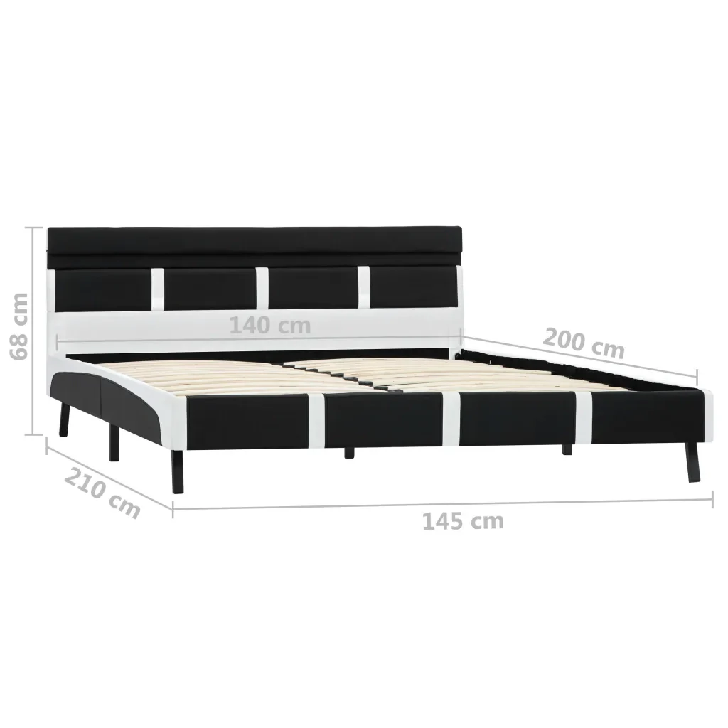 Letto matrimoniale | Letto per adulti | Giroletto con LED senza Materasso Nero 140x200 cm Similpelle - Image 9