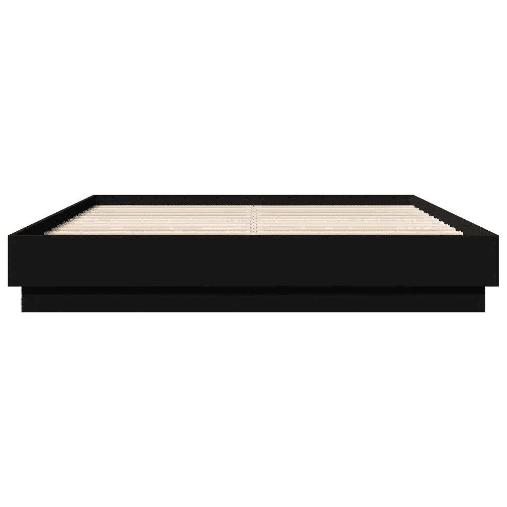 Letto matrimoniale | Letto per adulti | Giroletto con LED senza Materasso Nero 150x200 cm - Image 6