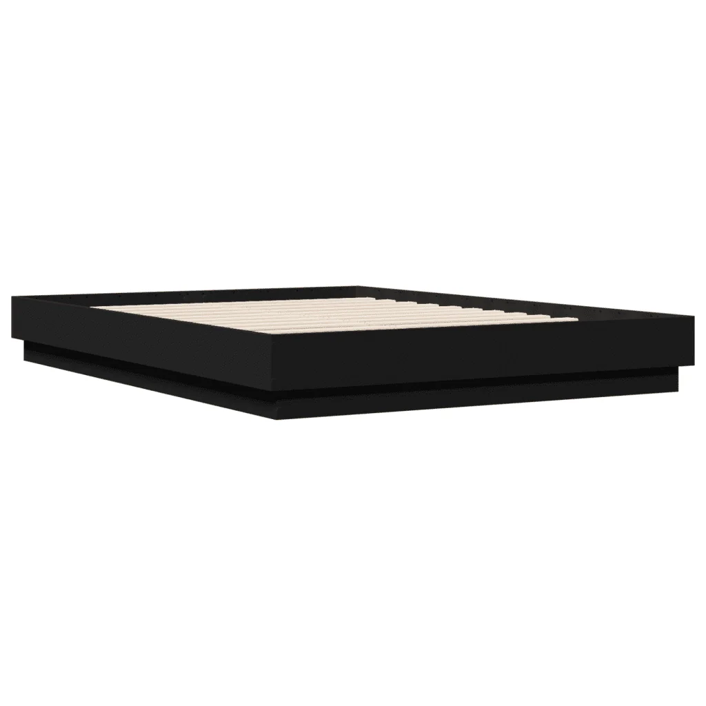 Letto matrimoniale | Letto per adulti | Giroletto con LED senza Materasso Nero 150x200 cm - Image 8