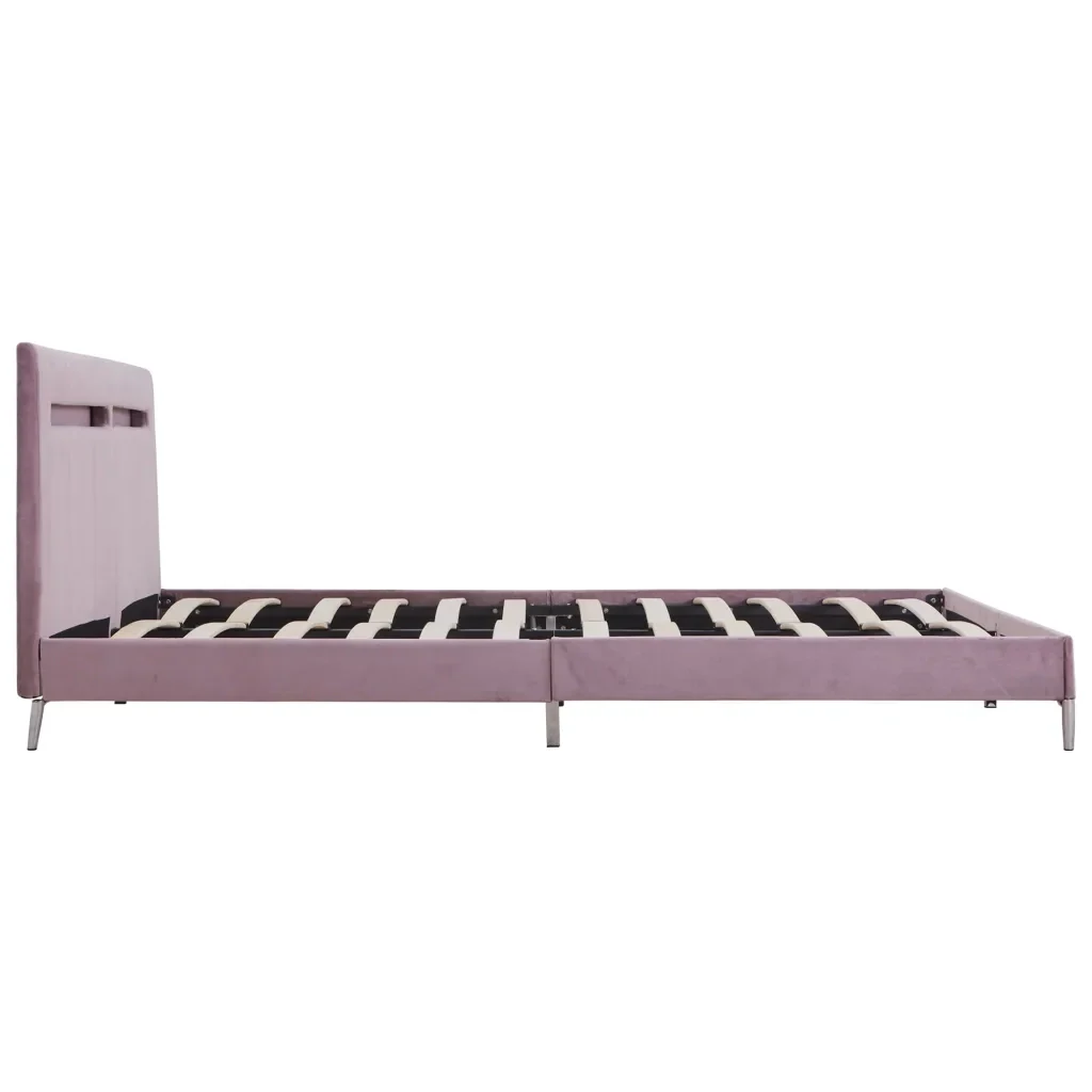 Letto matrimoniale | Letto per adulti | Giroletto con LED senza Materasso Rosa 180x200 cm in Tessuto - Image 7