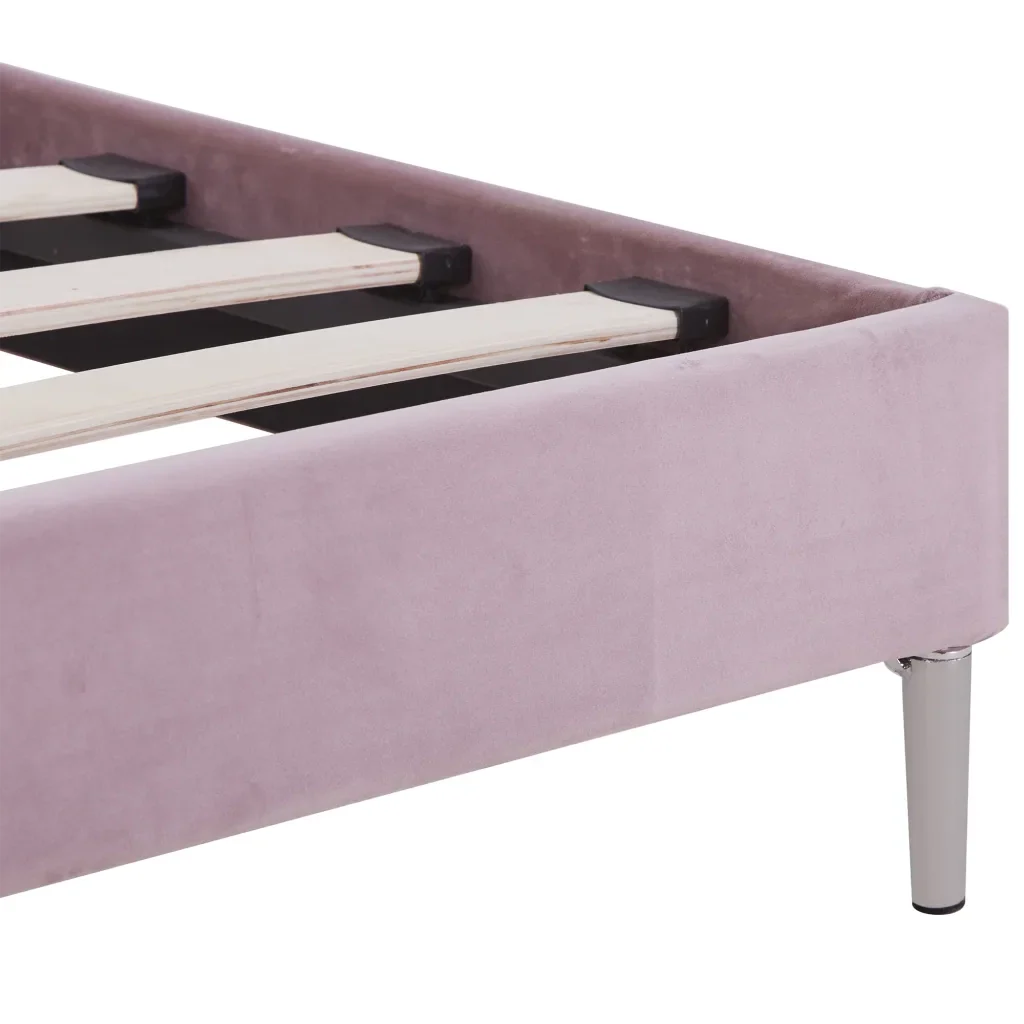 Letto matrimoniale | Letto per adulti | Giroletto con LED senza Materasso Rosa 180x200 cm in Tessuto - Image 9