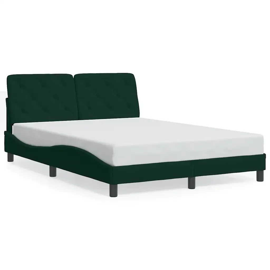 Letto matrimoniale | Letto per adulti | Giroletto con LED senza Materasso Verde Scuro 120x200 cm in Velluto - Image 5