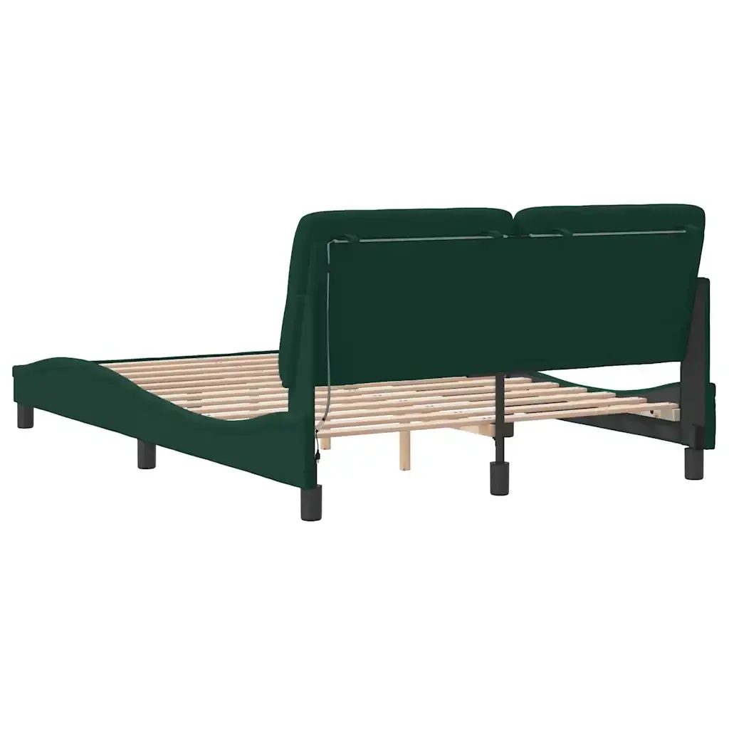 Letto matrimoniale | Letto per adulti | Giroletto con LED senza Materasso Verde Scuro 120x200 cm in Velluto - Image 8