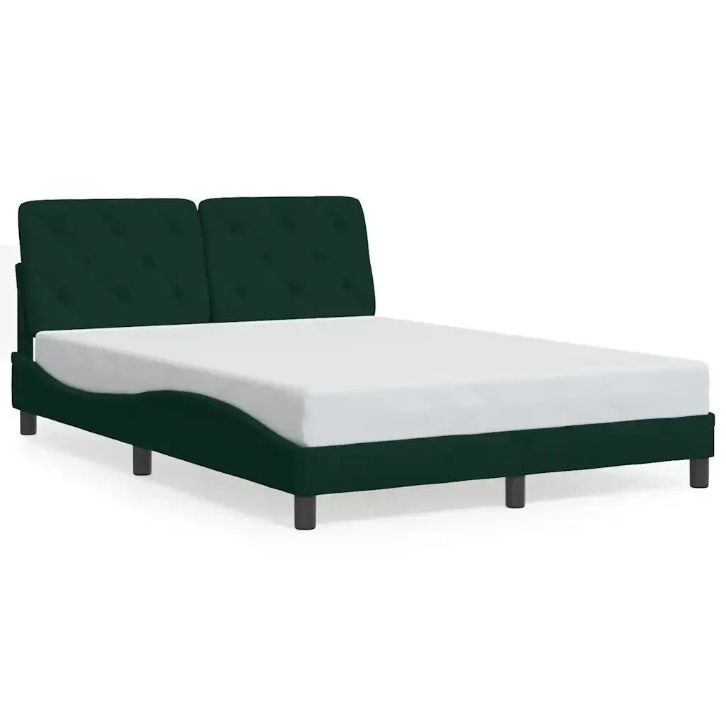 Letto matrimoniale | Letto per adulti | Giroletto con LED senza Materasso Verde Scuro 140x200 cm in Velluto - Image 5