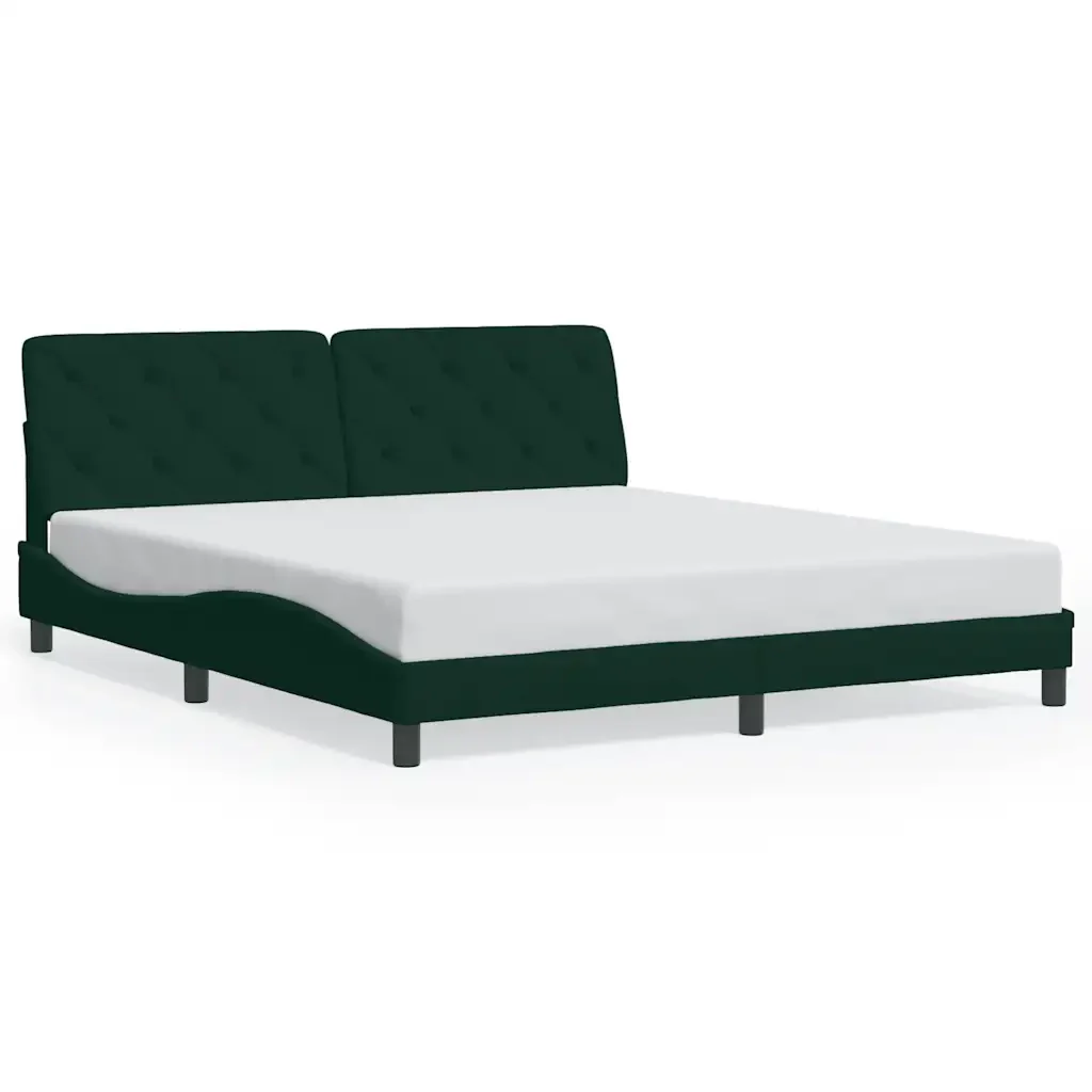 Letto matrimoniale | Letto per adulti | Giroletto con LED senza Materasso Verde Scuro 180x200 cm in Velluto - Image 5