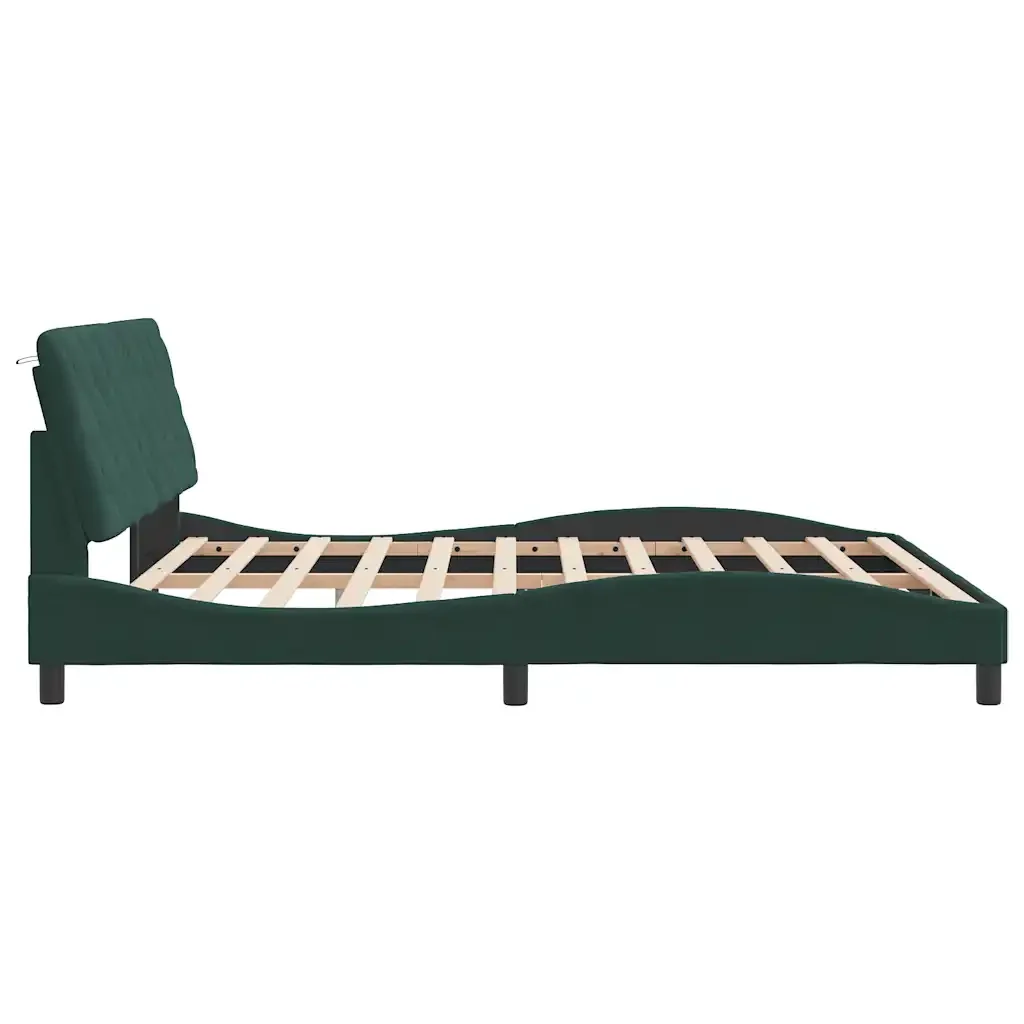 Letto matrimoniale | Letto per adulti | Giroletto con LED senza Materasso Verde Scuro 180x200 cm in Velluto - Image 7