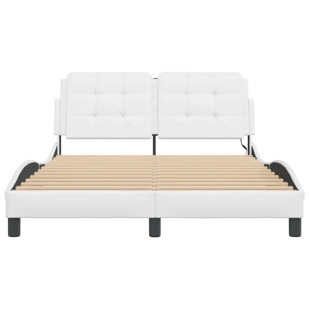 Letto matrimoniale | Letto per adulti | Giroletto con LED senza Materasso Zadar Bianco 120x200 cm - Image 6