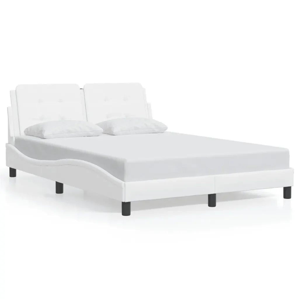 Letto matrimoniale | Letto per adulti | Giroletto con LED senza Materasso Zadar Bianco 140x190 cm - Image 5