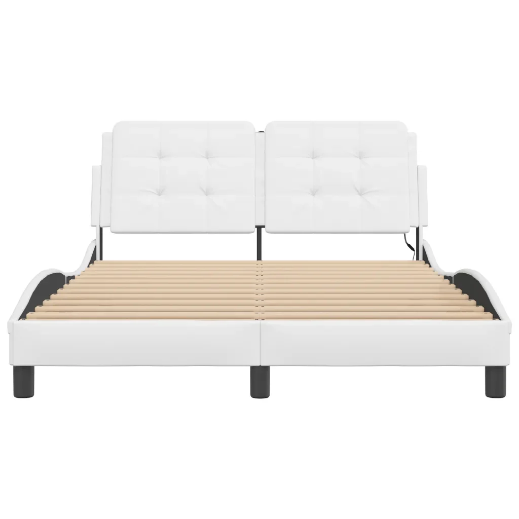 Letto matrimoniale | Letto per adulti | Giroletto con LED senza Materasso Zadar Bianco 140x190 cm - Image 6