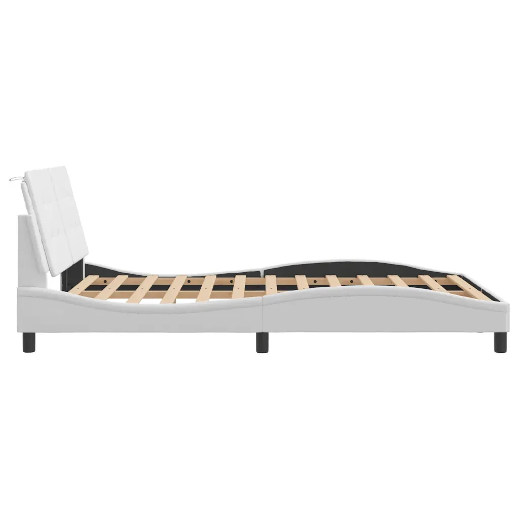 Letto matrimoniale | Letto per adulti | Giroletto con LED senza Materasso Zadar Bianco 140x190 cm - Image 9