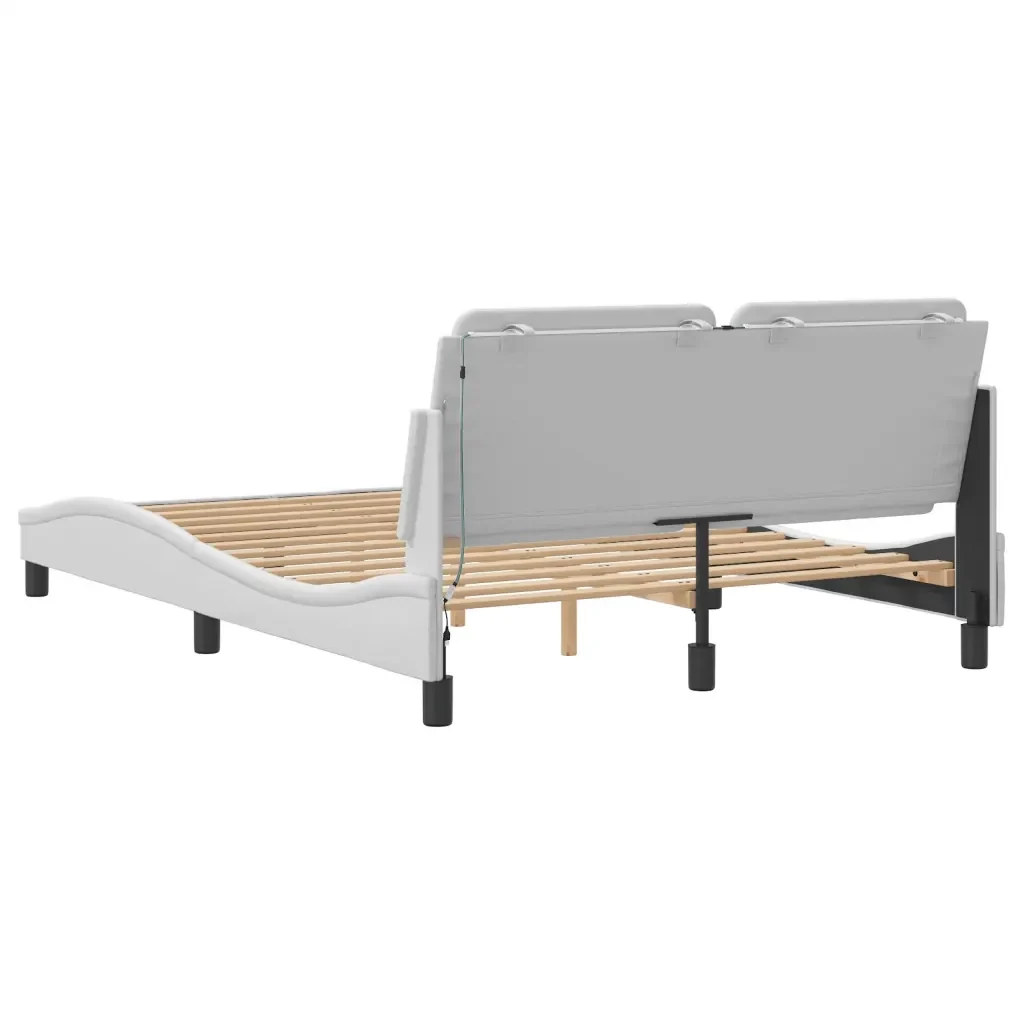 Letto matrimoniale | Letto per adulti | Giroletto con LED senza Materasso Zadar Bianco 140x200 cm - Image 9