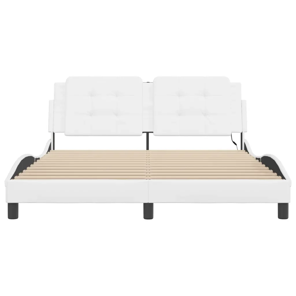 Letto matrimoniale | Letto per adulti | Giroletto con LED senza Materasso Zadar Bianco 160x200 cm - Image 6