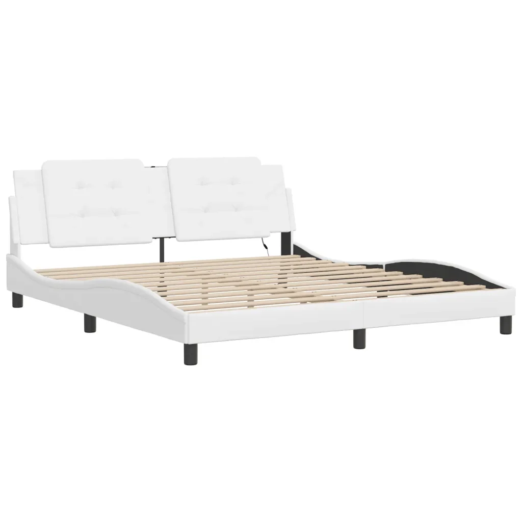 Letto matrimoniale | Letto per adulti | Giroletto con LED senza Materasso Zadar Bianco 180x200 cm - Image 3