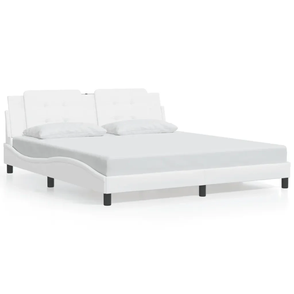 Letto matrimoniale | Letto per adulti | Giroletto con LED senza Materasso Zadar Bianco 180x200 cm - Image 5