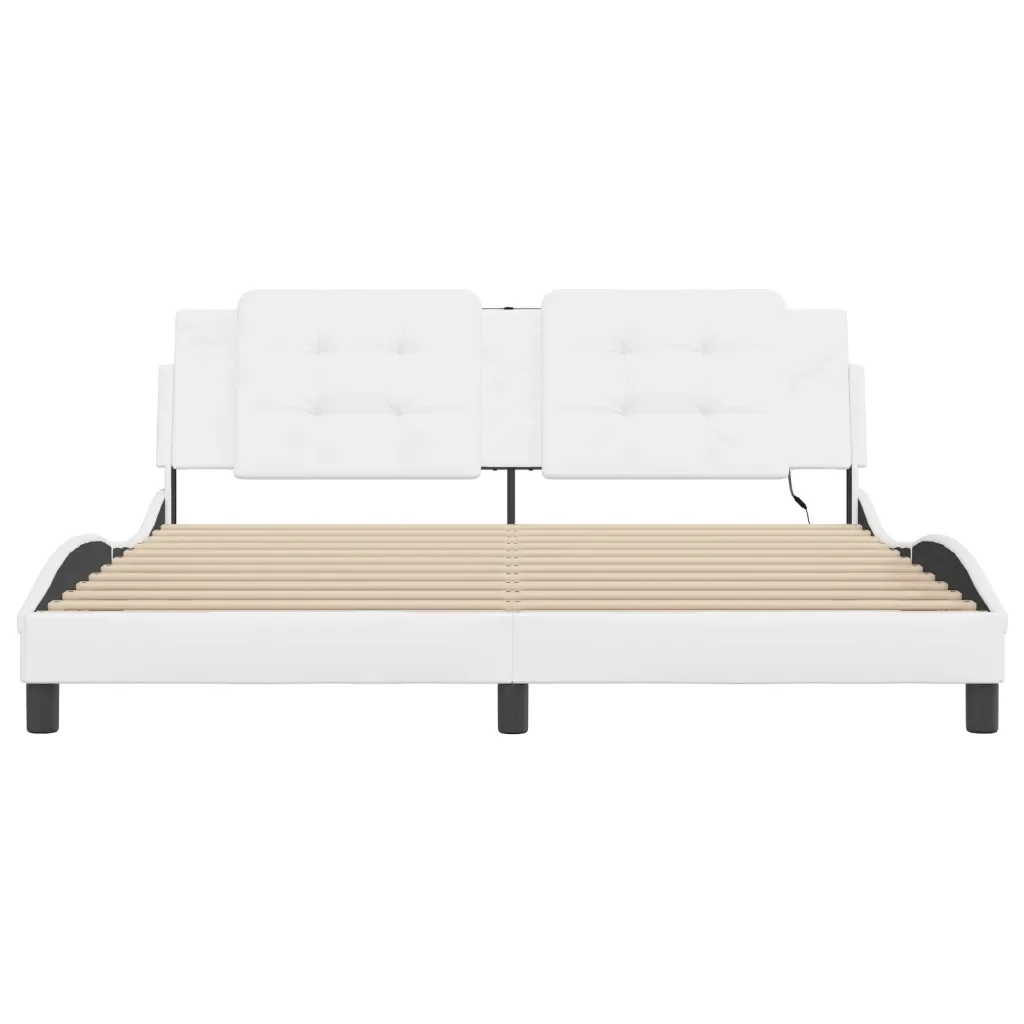 Letto matrimoniale | Letto per adulti | Giroletto con LED senza Materasso Zadar Bianco 180x200 cm - Image 6