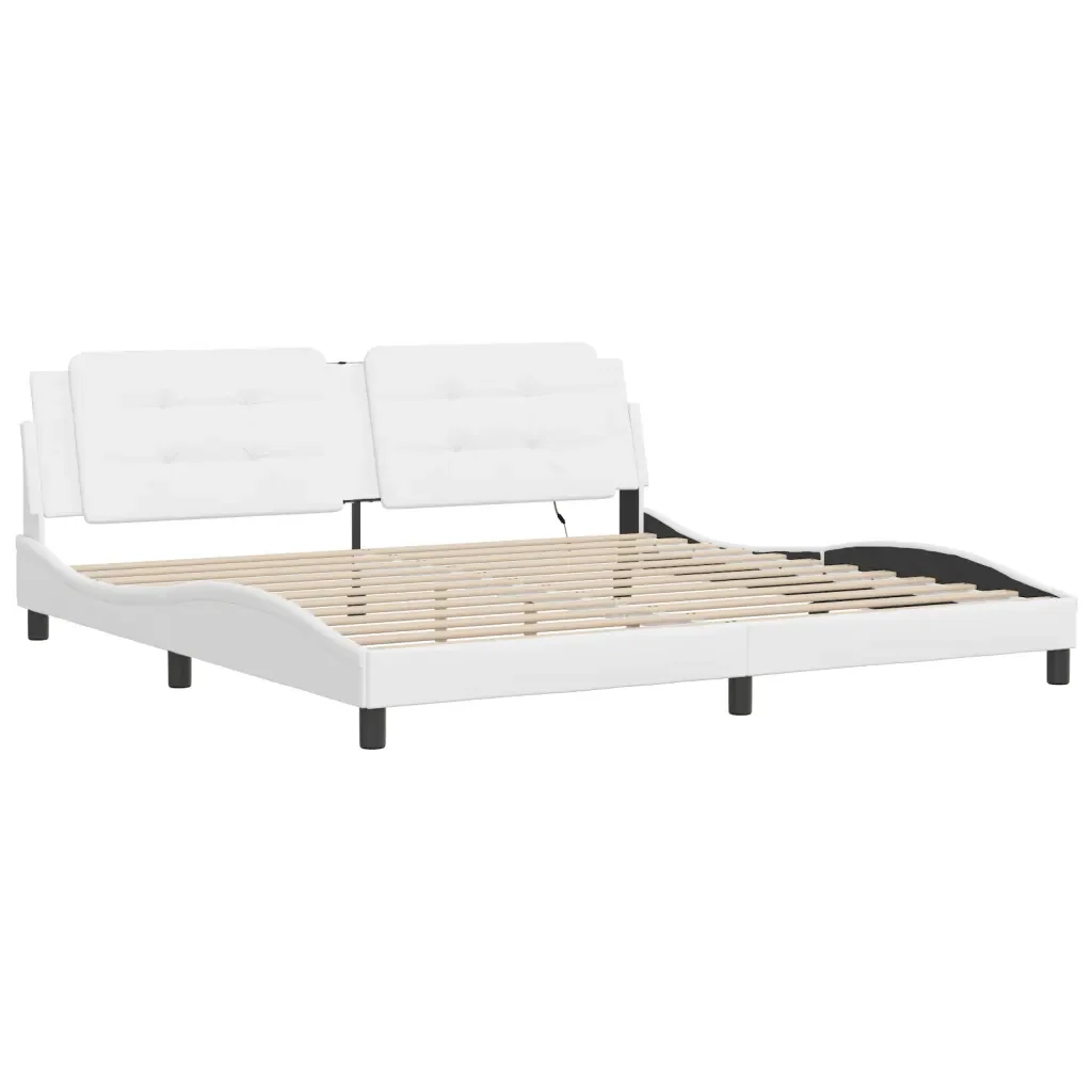 Letto matrimoniale | Letto per adulti | Giroletto con LED senza Materasso Zadar Bianco 200x200 cm - Image 4