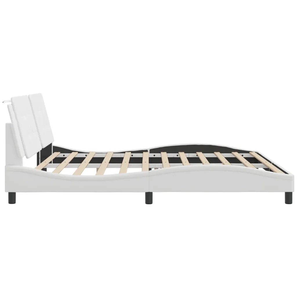 Letto matrimoniale | Letto per adulti | Giroletto con LED senza Materasso Zadar Bianco 200x200 cm - Image 8