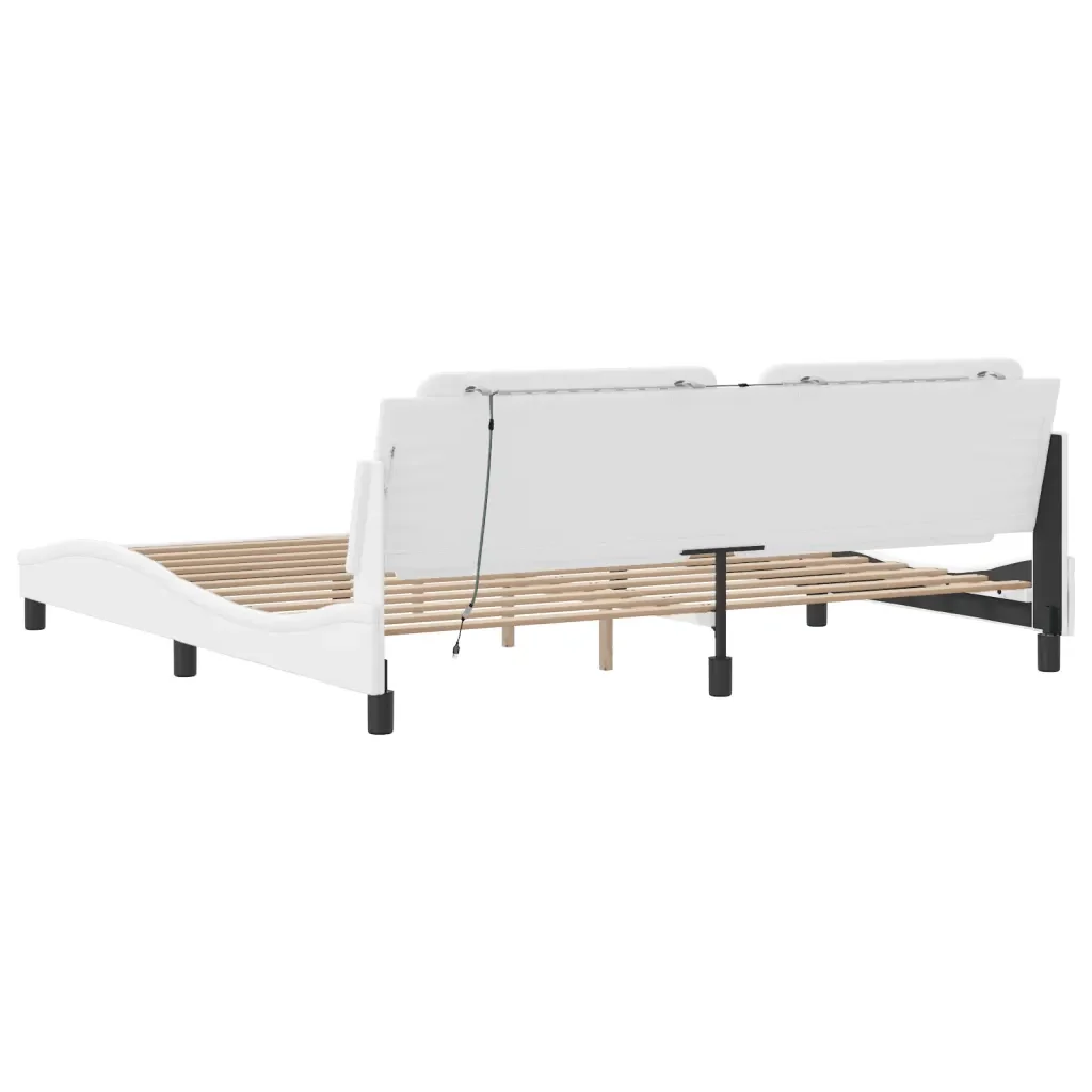 Letto matrimoniale | Letto per adulti | Giroletto con LED senza Materasso Zadar Bianco 200x200 cm - Image 9