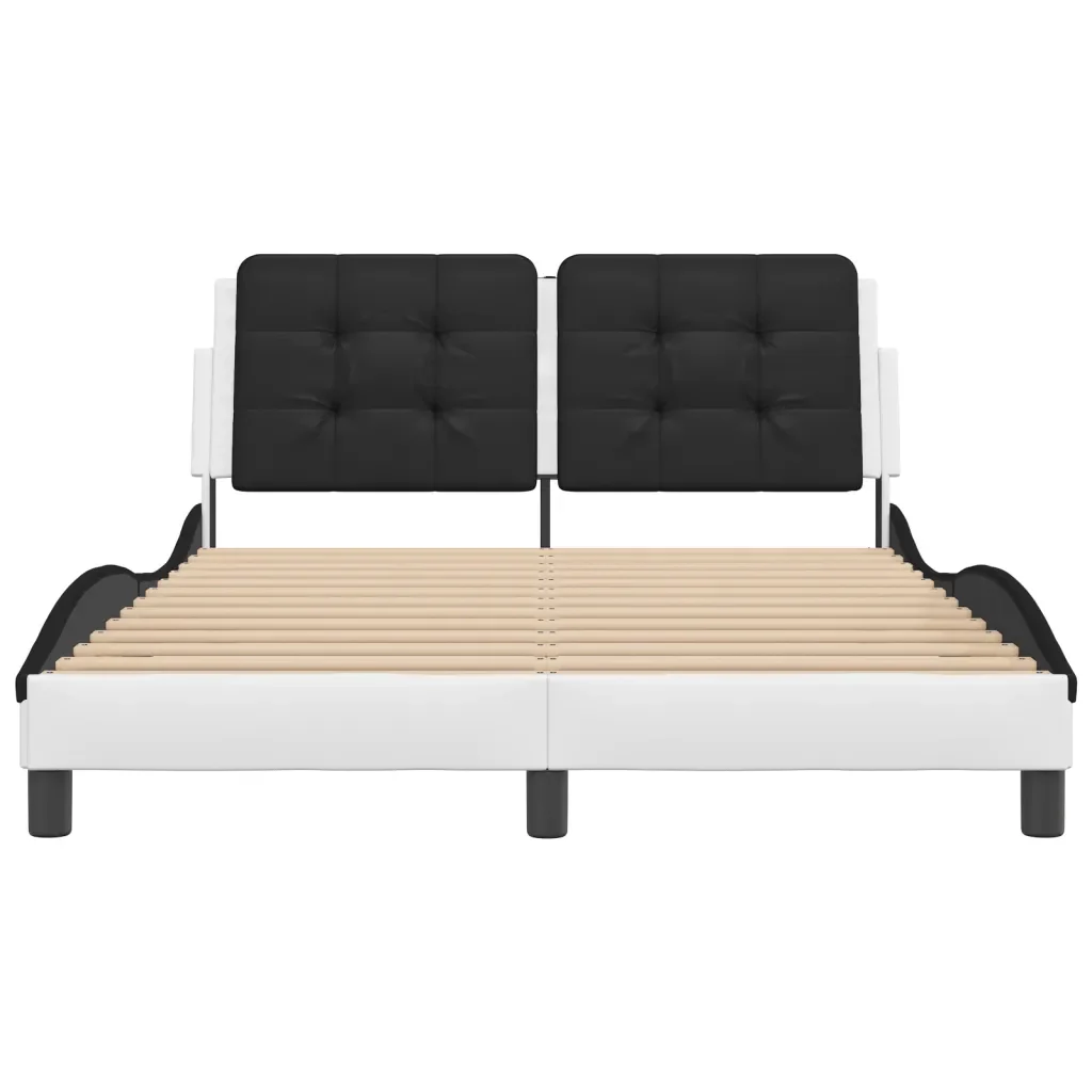 Letto matrimoniale | Letto per adulti | Giroletto con LED senza Materasso Zadar Bianco e Nero 140x200 cm - Image 6