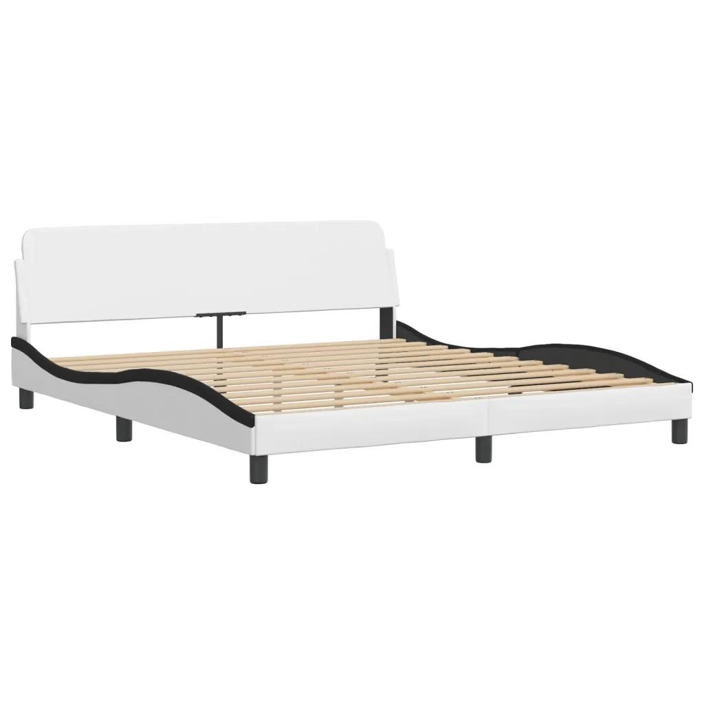Letto matrimoniale | Letto per adulti | Giroletto con LED senza Materasso Zadar Bianco e Nero 180x200 cm - Image 7