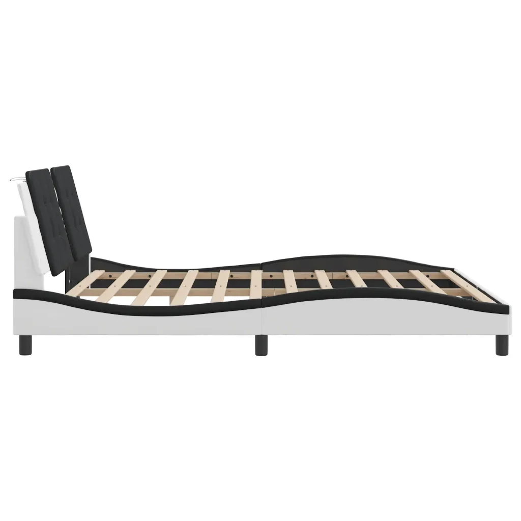 Letto matrimoniale | Letto per adulti | Giroletto con LED senza Materasso Zadar Bianco e Nero 180x200 cm - Image 8