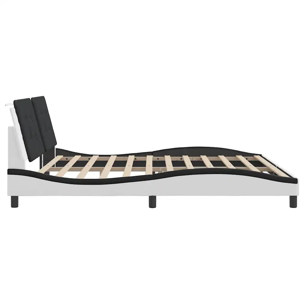 Letto matrimoniale | Letto per adulti | Giroletto con LED senza Materasso Zadar Bianco e Nero 200x200 cm - Image 8