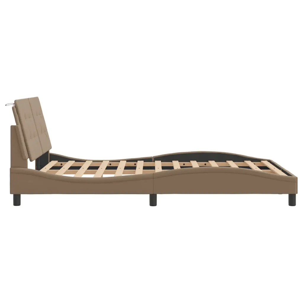 Letto matrimoniale | Letto per adulti | Giroletto con LED senza Materasso Zadar Cappuccino 140x190 cm - Image 9