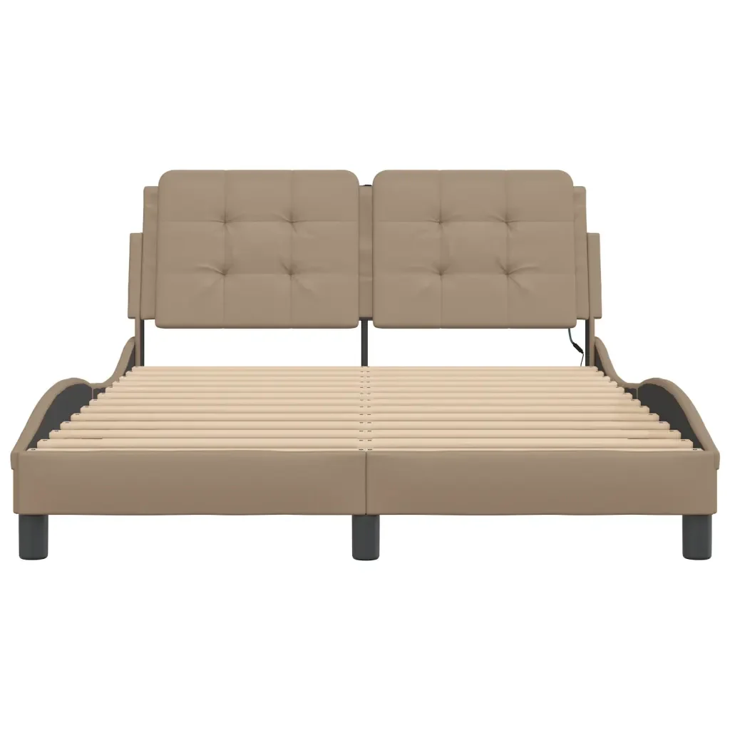 Letto matrimoniale | Letto per adulti | Giroletto con LED senza Materasso Zadar Cappuccino 140x200 cm - Image 6