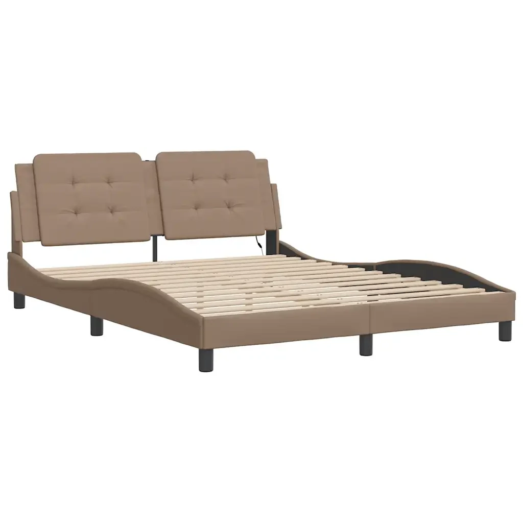 Letto matrimoniale | Letto per adulti | Giroletto con LED senza Materasso Zadar Cappuccino 160x200 cm - Image 4