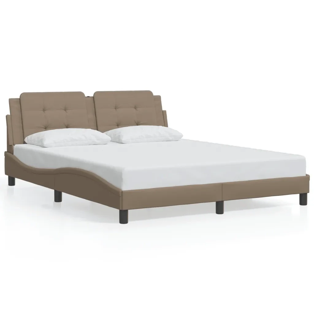 Letto matrimoniale | Letto per adulti | Giroletto con LED senza Materasso Zadar Cappuccino 160x200 cm - Image 5
